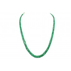 Natural Beryl Gemstone dark green Cut Beads 2 lines String Necklace 130 Carats